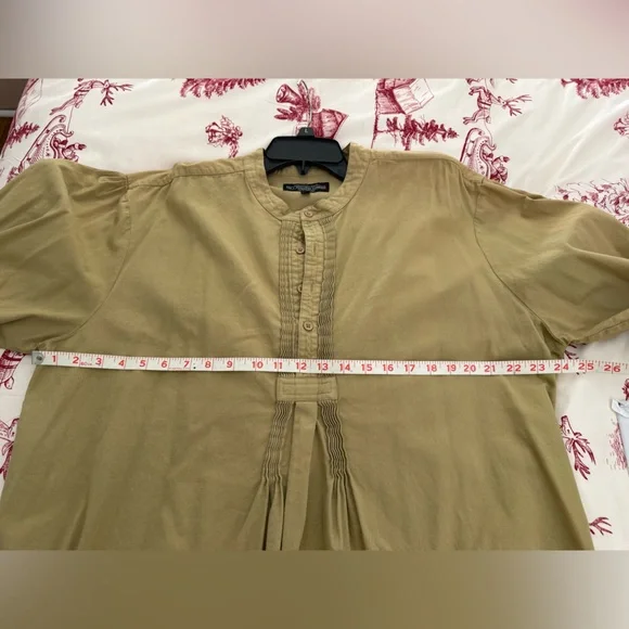 J. Peterman Pleated Henley Tunic Top, XL - Picture 8 of 9